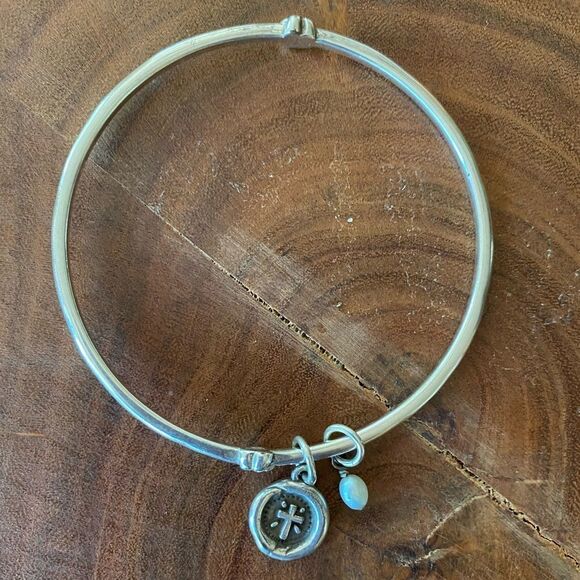 BRIGHTON Faith silver dangle charm bangle bracelet - Picture 6 of 6